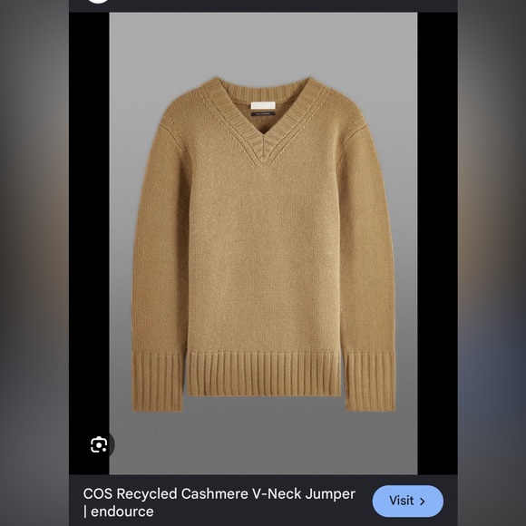Cos cashmere V-neck sweater in Tan color